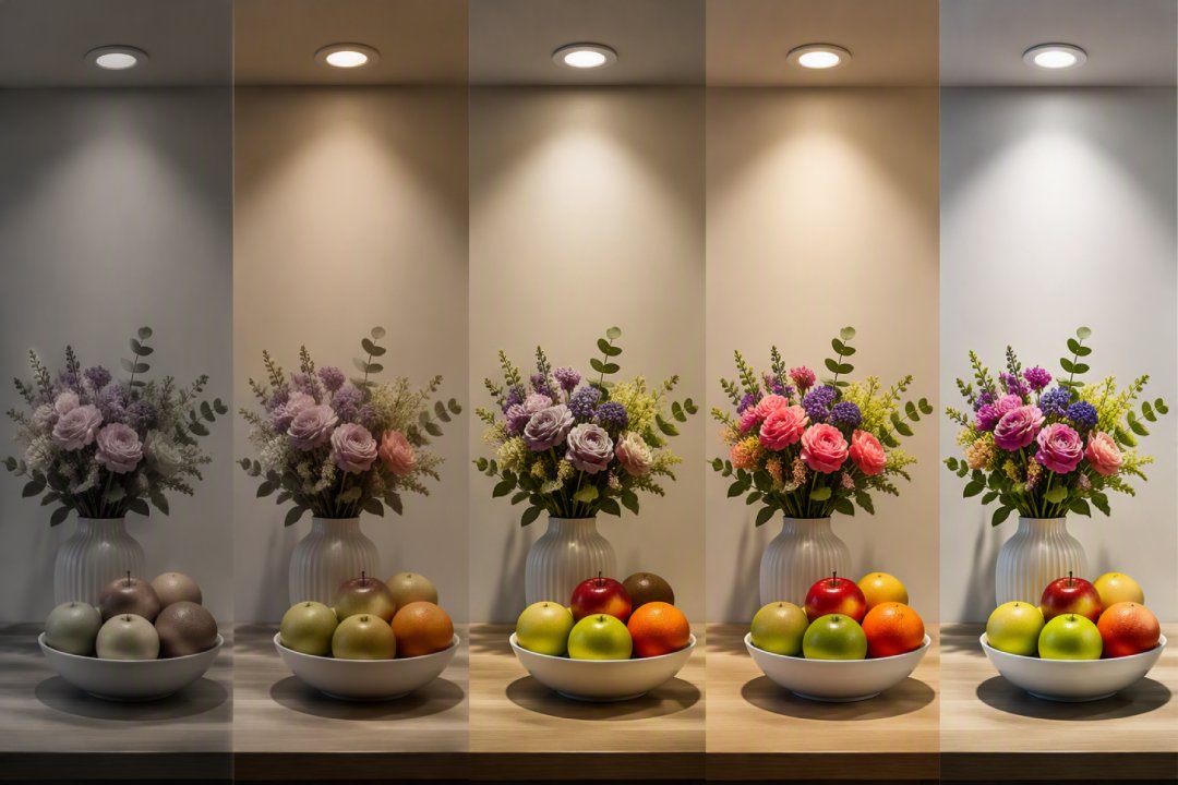 Color Rendering Index scale showing low, good, and excellent CRI ratings for residential lighting.